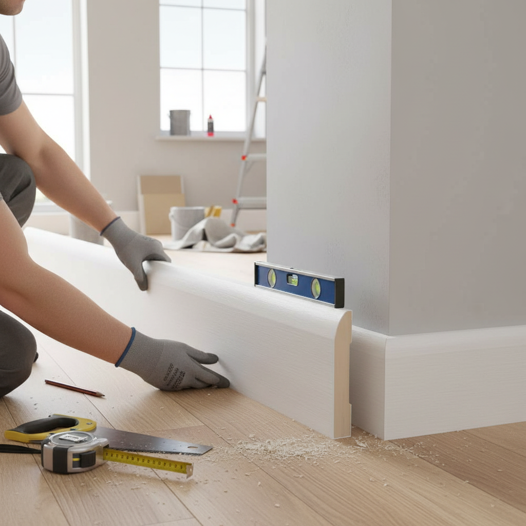 White Painted Chamfered Skirting Board 2.4m Length