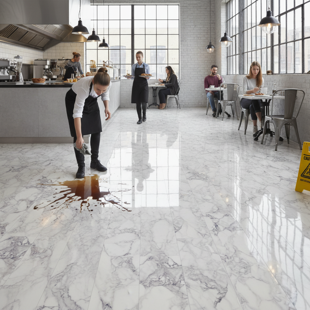 8.5mm High Gloss Wide Laminate Flooring with Marble Effect