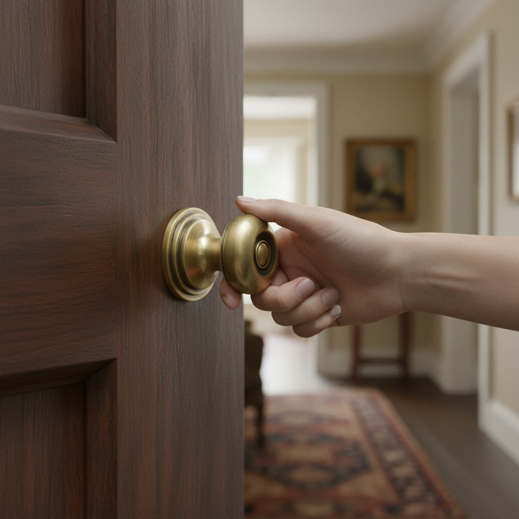 38mm Victorian Louvre Door Knob in Antique Brass Finish