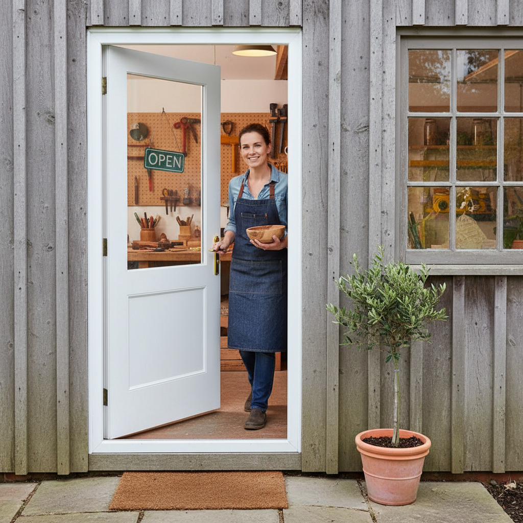 External White Painted Composite Door with Double Glazing