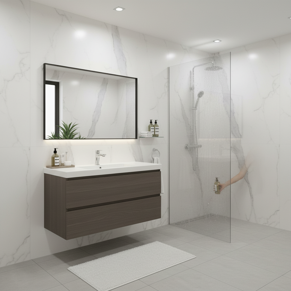 PVC Gloss Waterproof Wall Panelling with Marble Finish