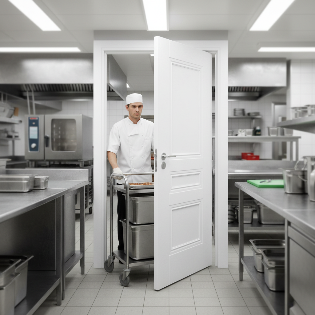 White Internal Primed FD30 Fire Door - 3 Panel Traditional Moulded | Solid Engineered Core