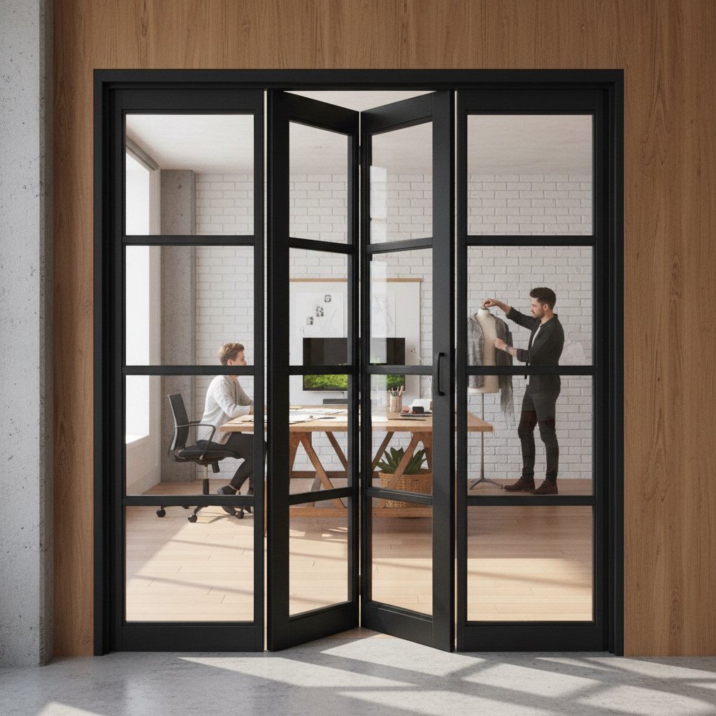 Internal Fully Finished Industrial Studio Bifold Door wit...
