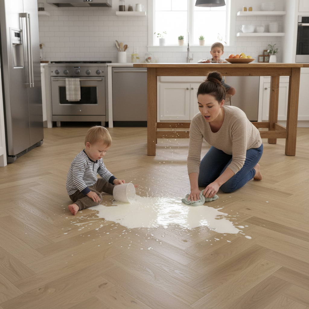 Premium Waterproof Engineered Real Wood Flooring with Natural Oak Finish and Rigid Core Technology for Modern Living
