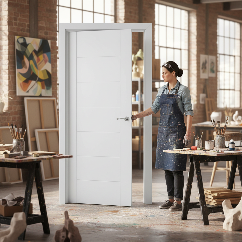 Premium Made-to-Measure Internal 7 Panel Door - White Primed with Semi-Solid Core for Custom Fit