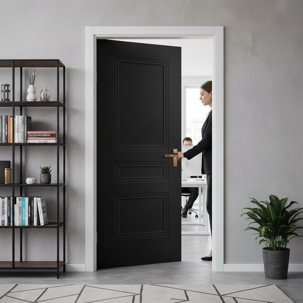 Internal Fully Finished 3 Panel Elegance Door - Jet Black
