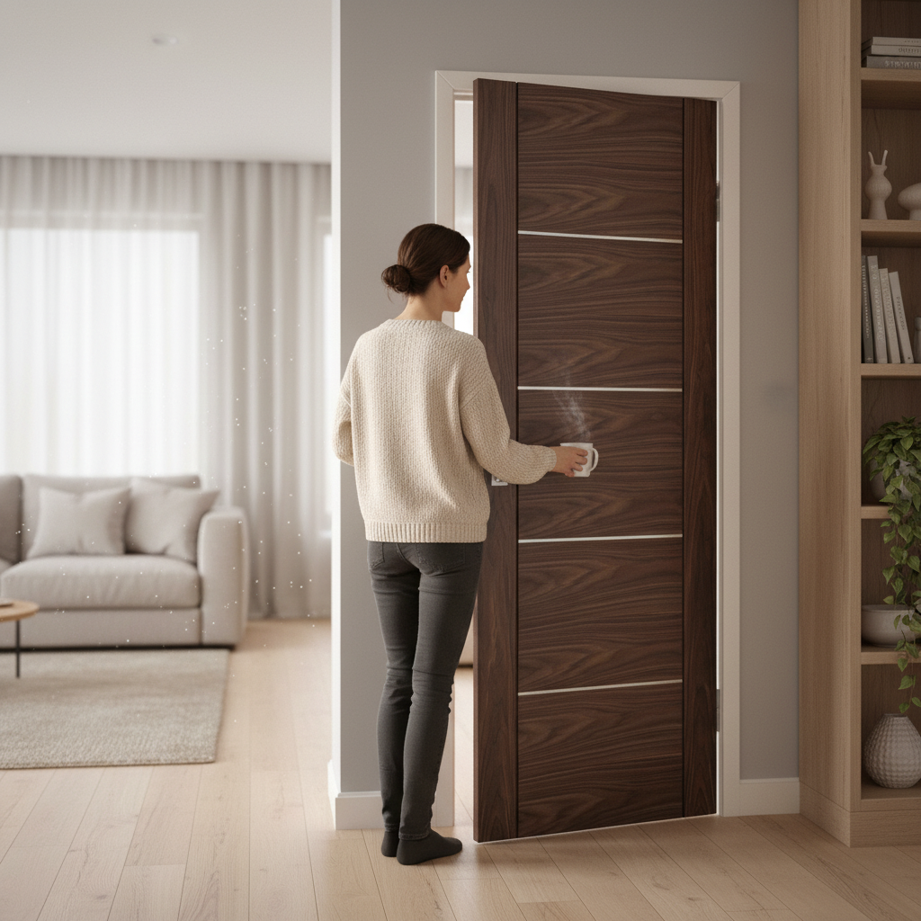 Internal Walnut Fully Finished 5 Panel Door