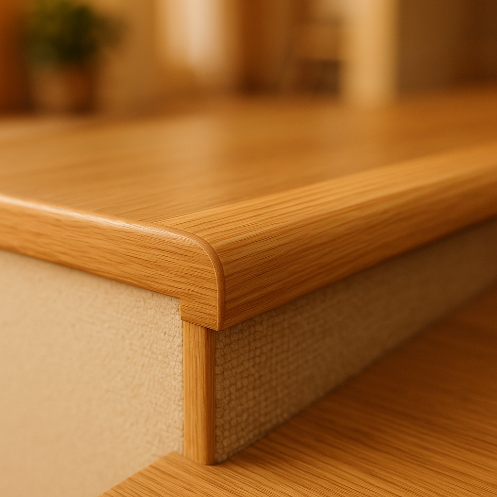 Self-Adhesive Light Oak Stair Nosing Profile - 900mm Length - detail view