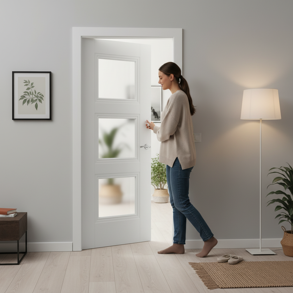 Premium Made-to-Measure White Internal Primed Door with 3 Light Obscure Glass Panels for Custom Spaces