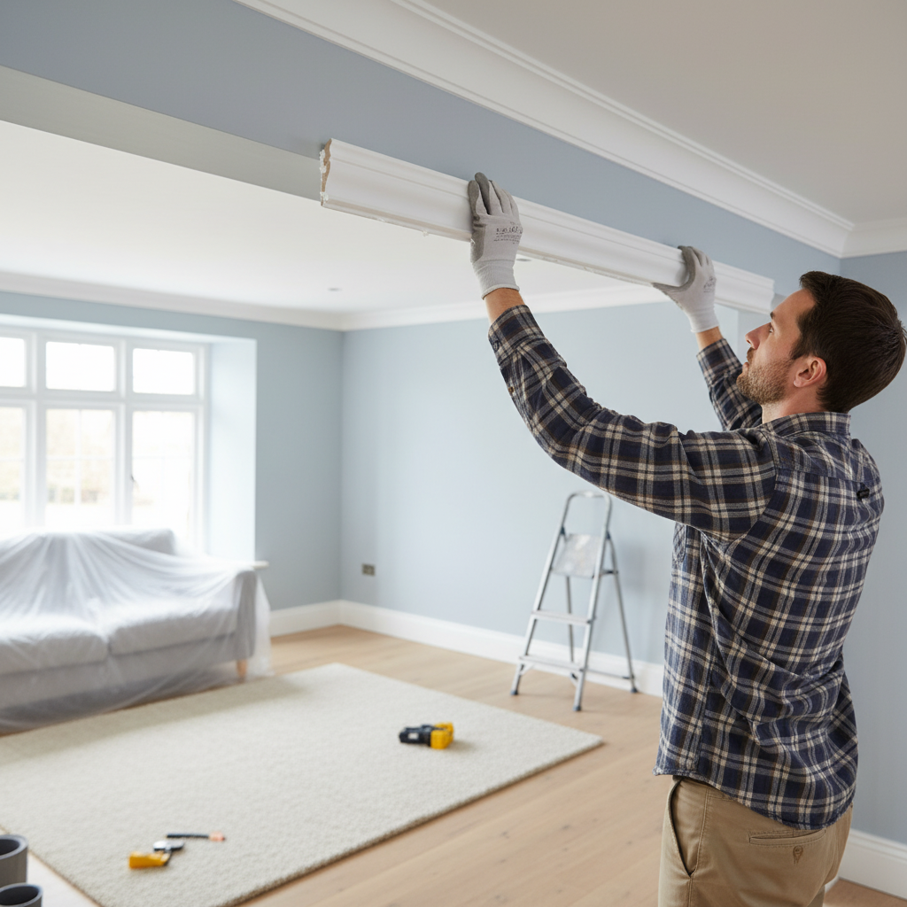 2.4m White Painted Decorative Coving 14mm x 67mm