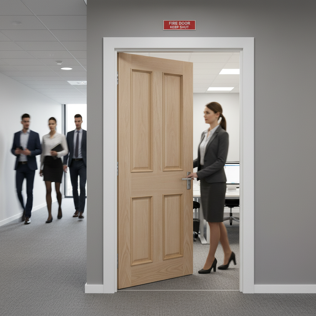 Premium FD30 Fire Door with 4 Panel Design and Raised Mouldings for Elegant Interiors