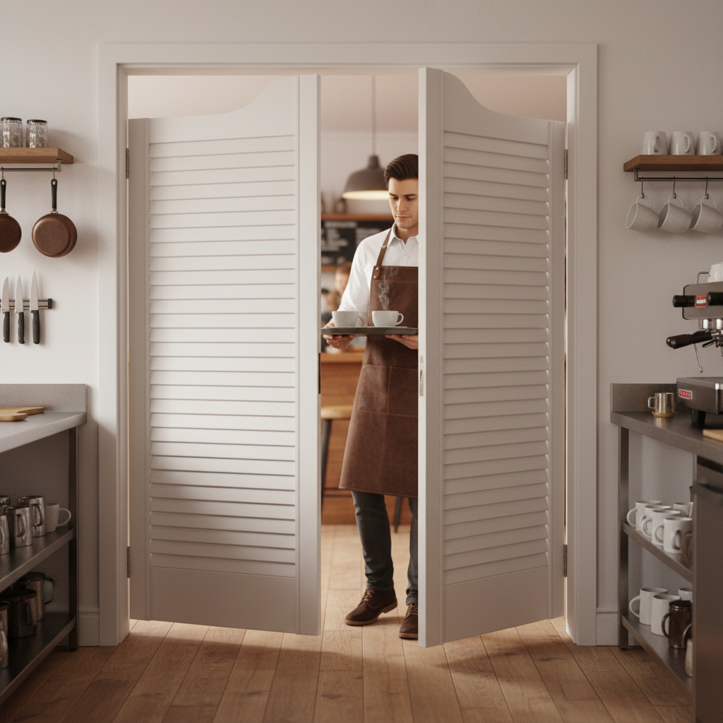 28mm White Painted Cafe Style Ranch Louvre Door Pair | Ventilation | Internal