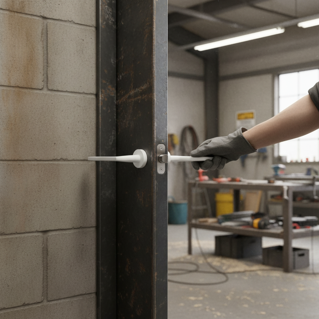 Industrial Round Rose Slim Lever Door Handle Set - Matt W...