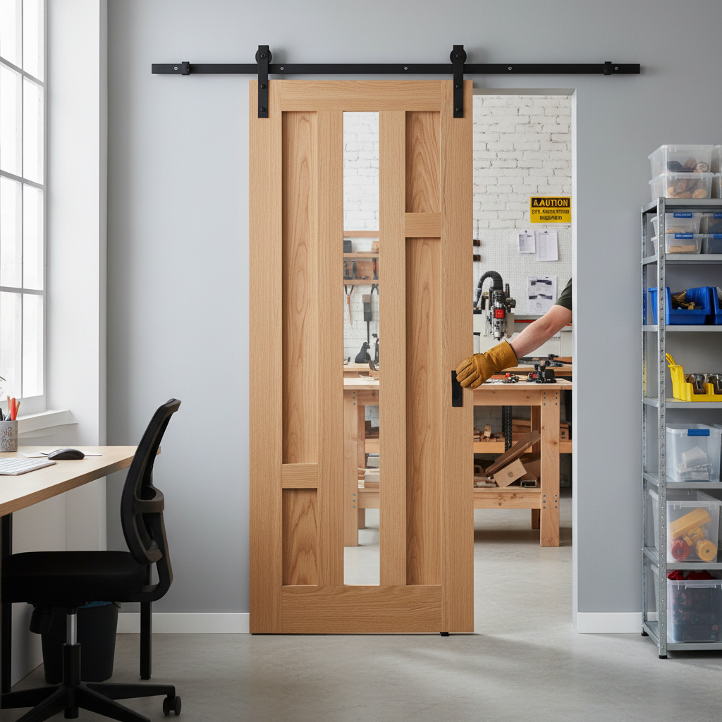Fully Finished Oak Sliding Door Set with Clear Glass Pane...