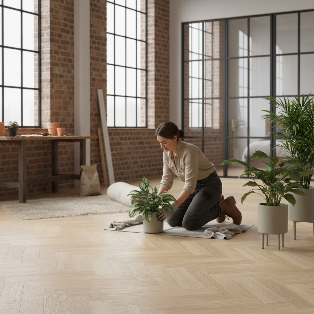 Premium Herringbone Rigid Core Vinyl Flooring 5.5mm with Waterproof Surface and Built-in Underlay