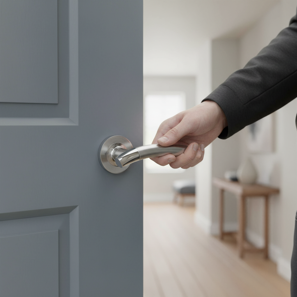 Lever Handle Set with Radius Corner Rose - Two-Tone Chrom...