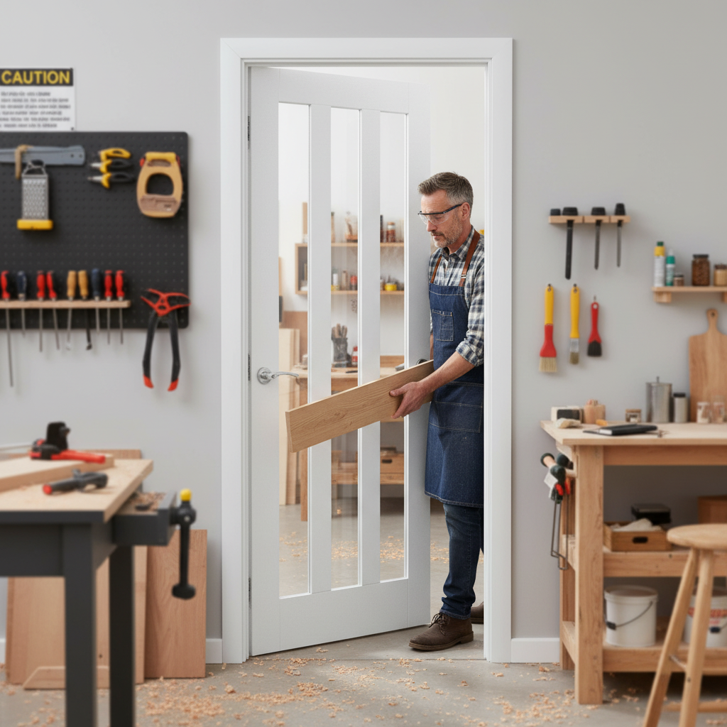 Premium Made-to-Measure Internal Door with 3 Clear Glass Panes - Custom Sized for Perfect Fit and Seamless Installation