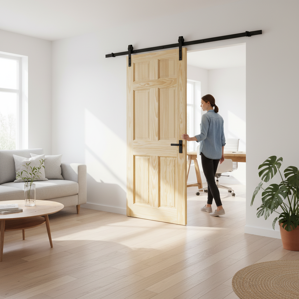 Clear Pine Internal Unfinished 6 Panel Sliding Door
