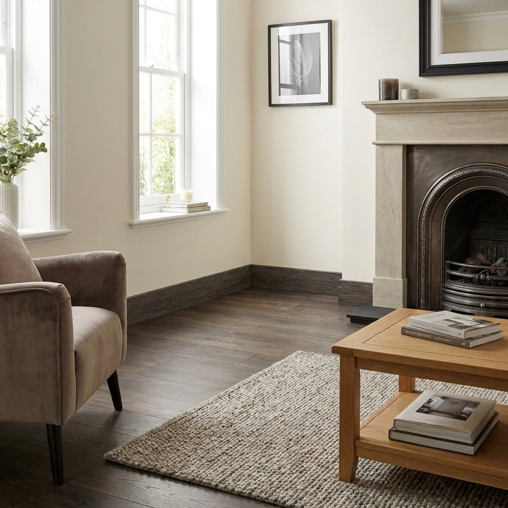 Walnut Laminate Skirting Board 2.4m Round Pencil 2400 x 15 x 63mm