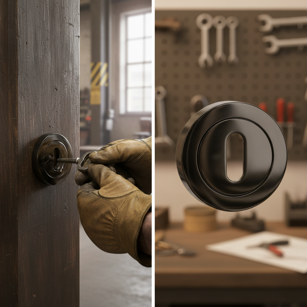 Round Key Escutcheon Pair in Black Nickel Finish