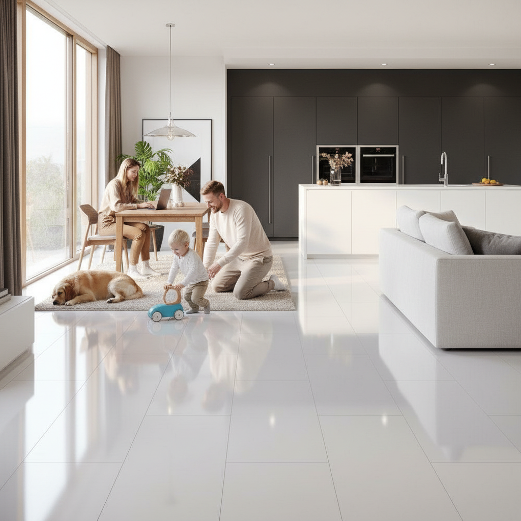 High Gloss Laminate Flooring - 8mm Wide Body Tiles