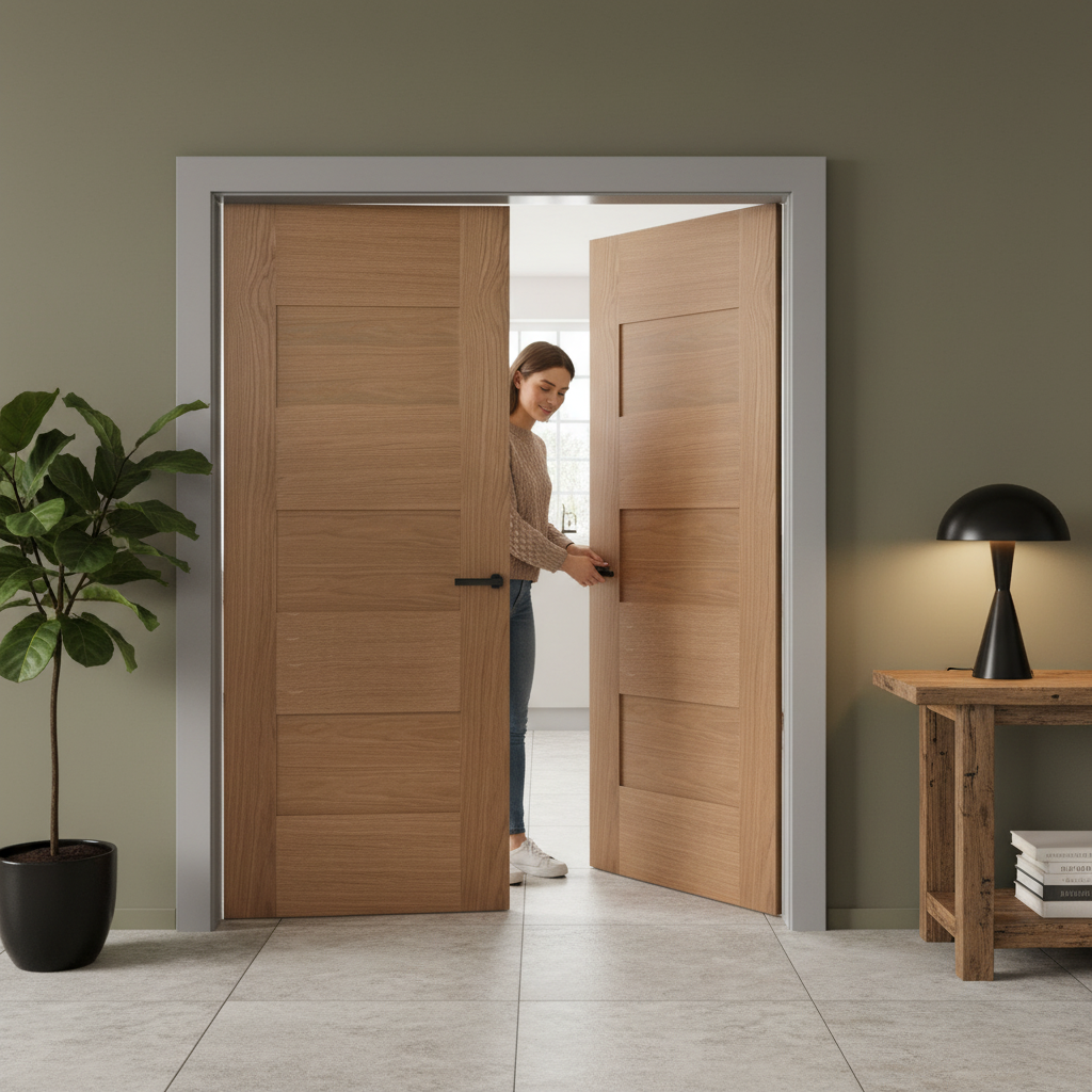 Fully Finished Internal Oak 7P Door Pair with Elegant Design