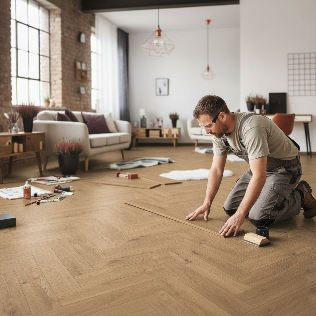 Herringbone 8mm Laminate Flooring with AC4 Grade Rating