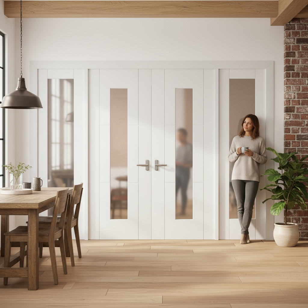 Internal Room Divider Set with Obscure Glass Panels