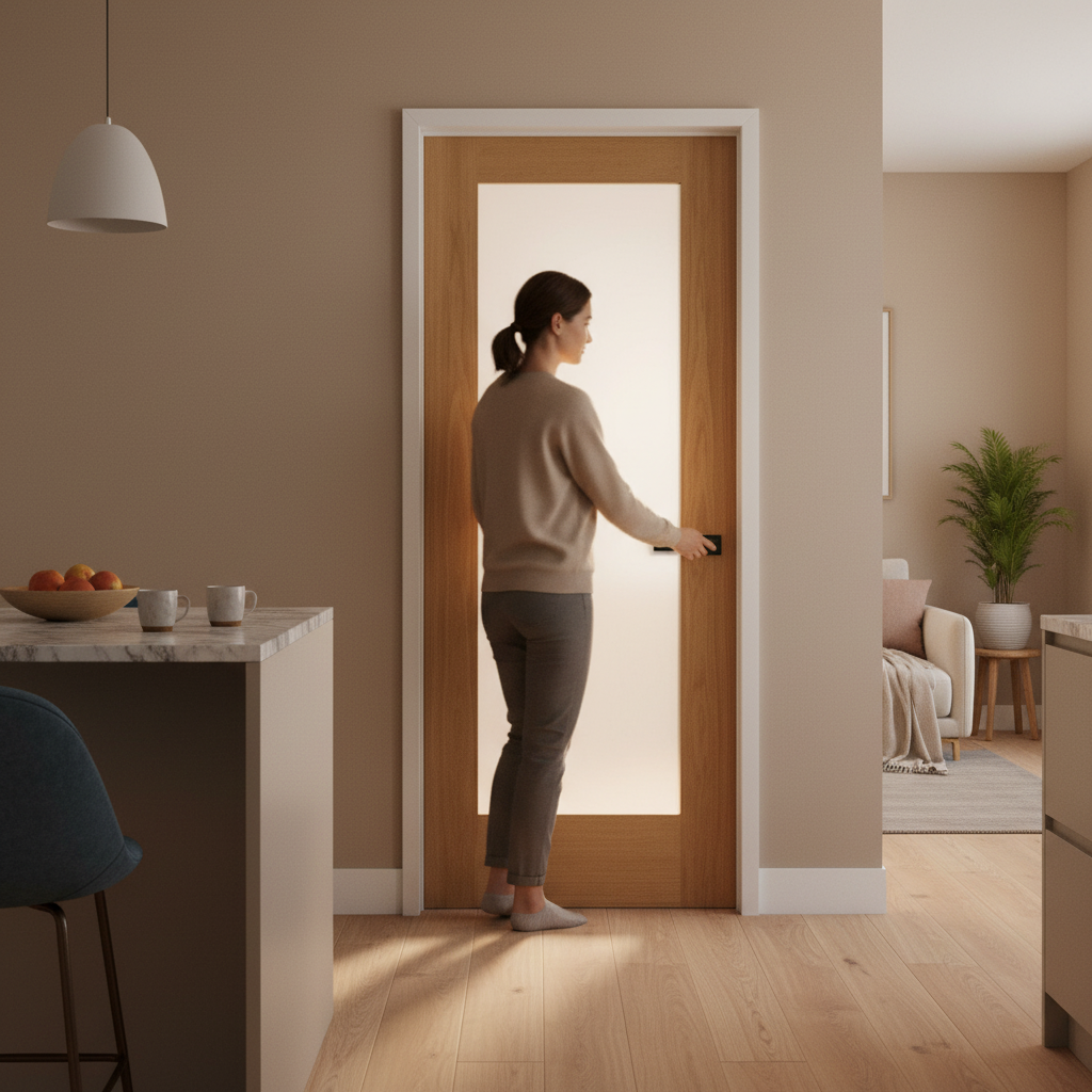 Premium Made-to-Measure Internal Oak Door with Obscure Glass Panel - Custom Sizes Available for Perfect Fit