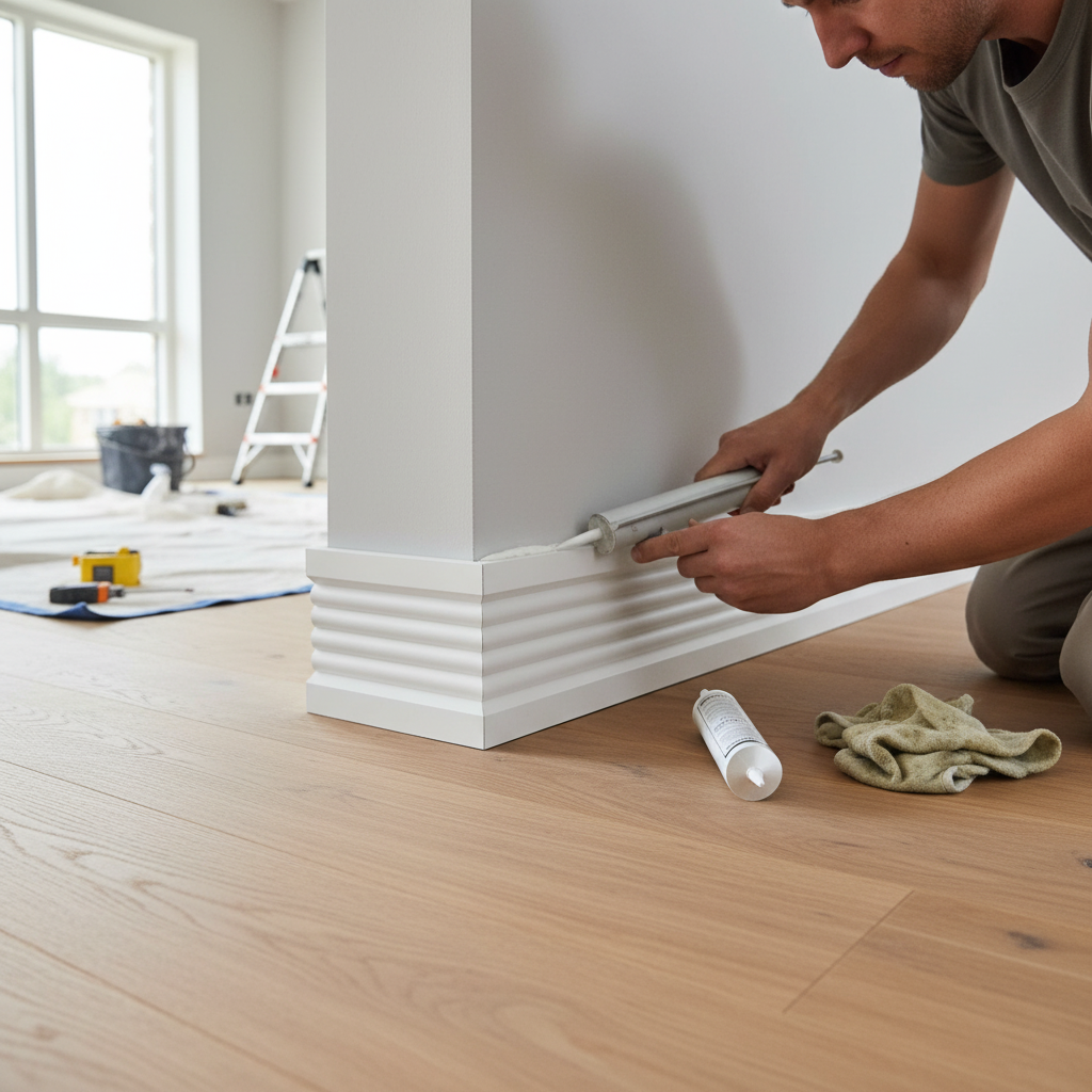 White Painted Ribbed Base Moulding 14mm x 91mm - 2.4m Length