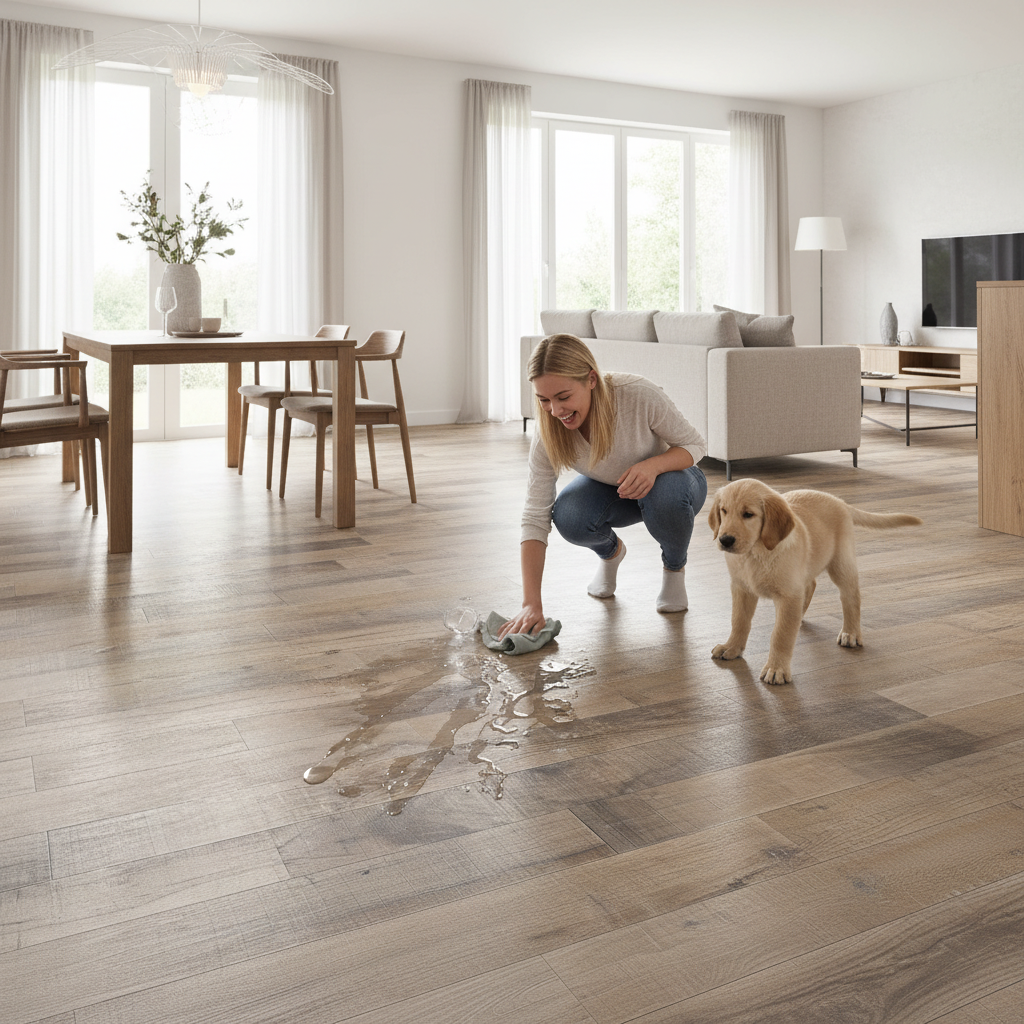 Water-Resistant 8mm Rustic Ecu Oak Laminate Flooring