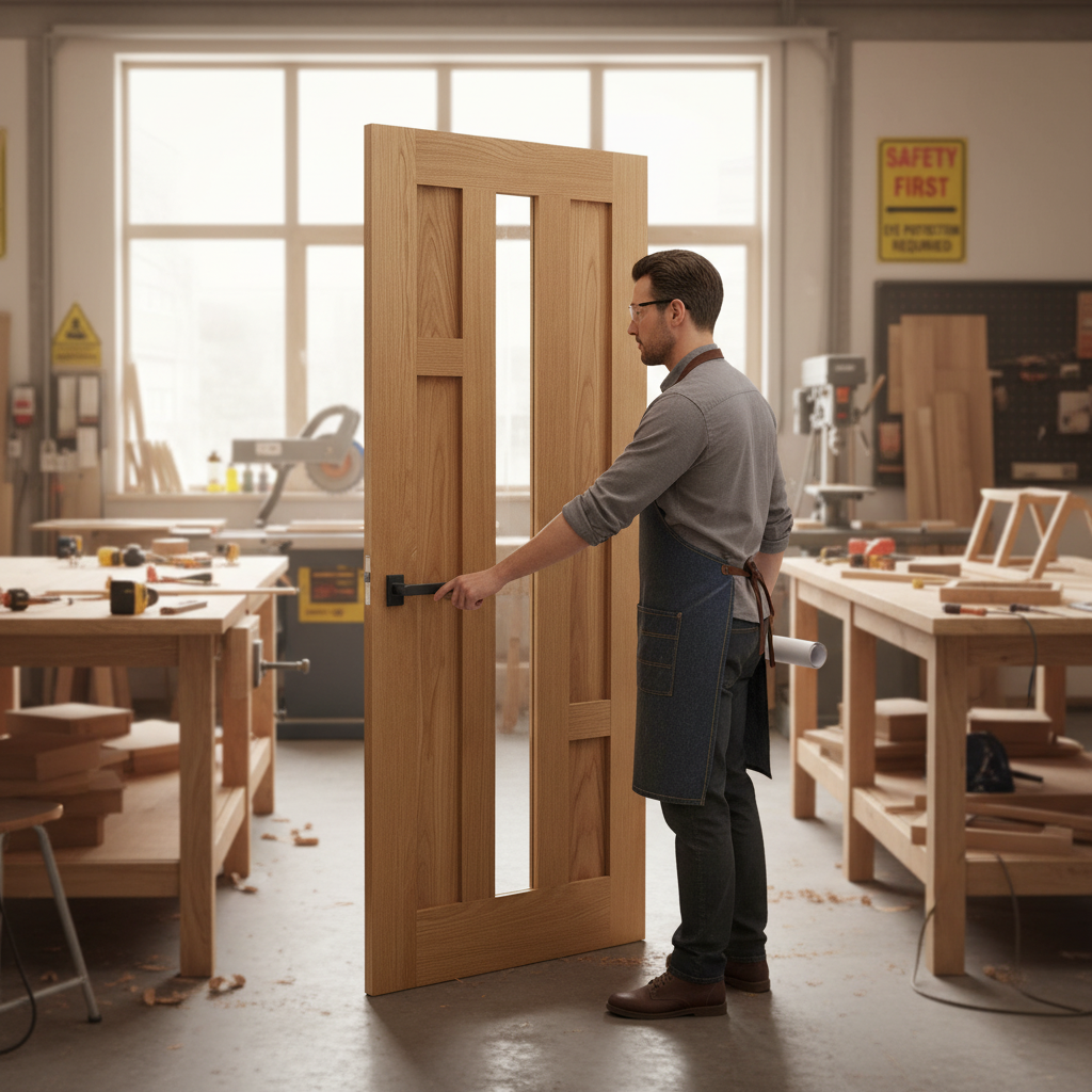 Premium Bespoke Made-to-Measure Internal Oak Door with 4 Panels and Clear Glass for Custom Interior Solutions