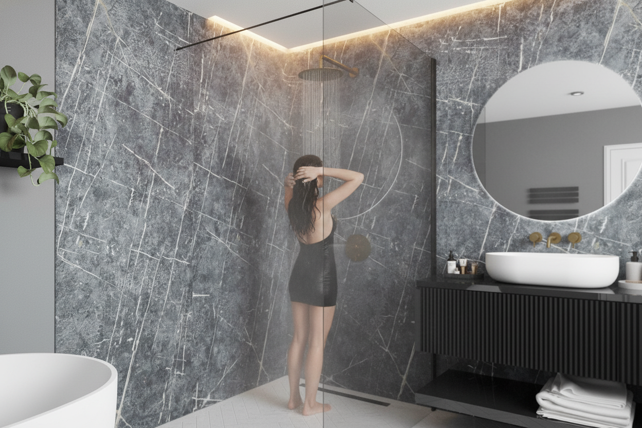 Waterproof Wall Panelling in Striking Blue - 2420 x 600mm