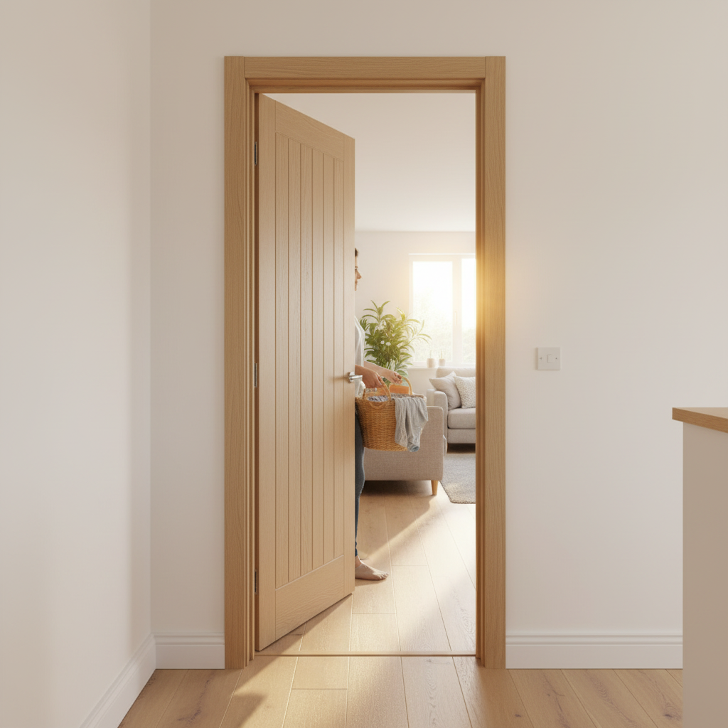 Oak Veneer Fully Finished Door Lining Set with Doorstop