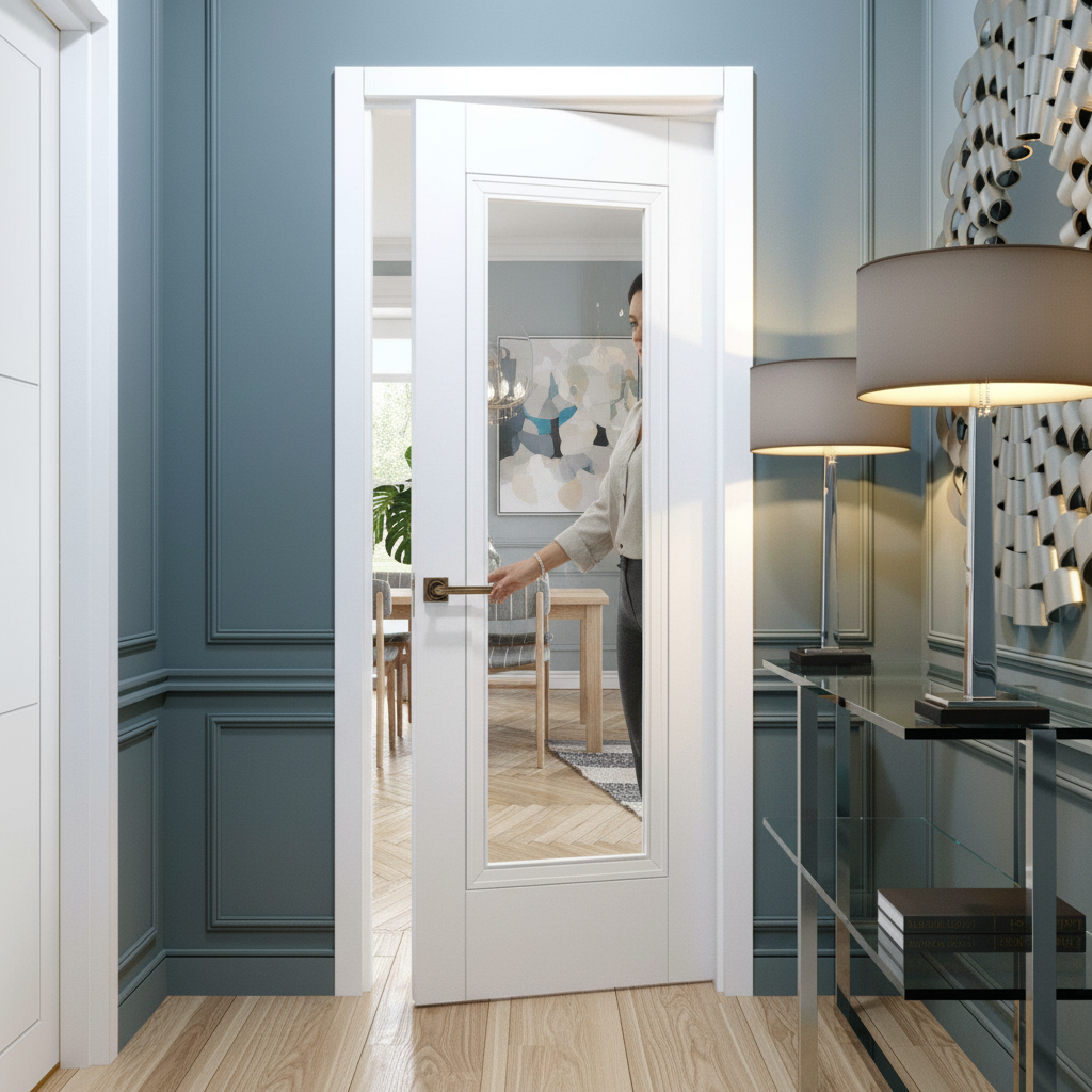 Internal Primed Elegance Lancaster Clear Glass Door