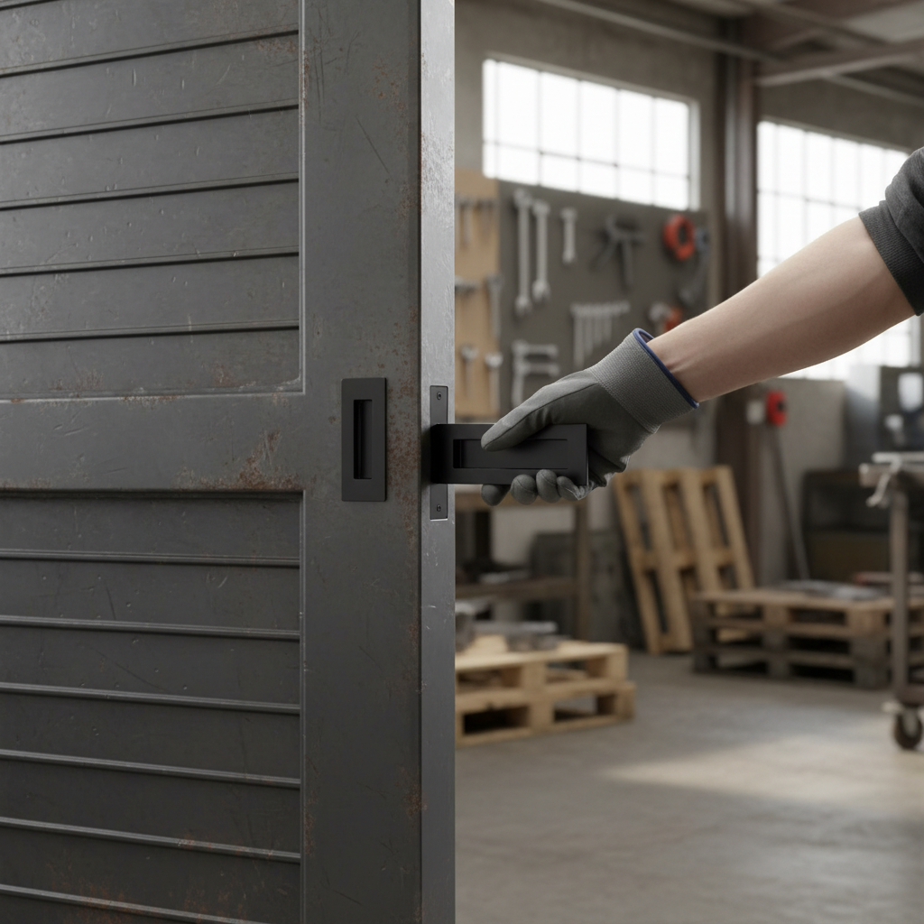 Premium Rectangular Flush Pull Handle in Matt Black Finish for Internal Doors - High-Quality Professional Grade for Industrial and Commercial Appli...