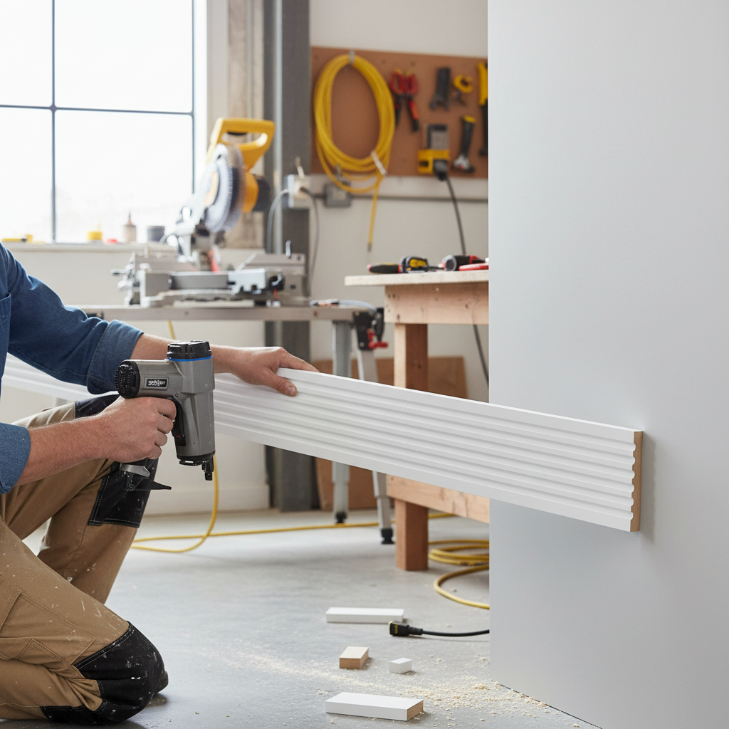 White Painted Fluted Base Moulding 2.4m Length 14mm x 92mm