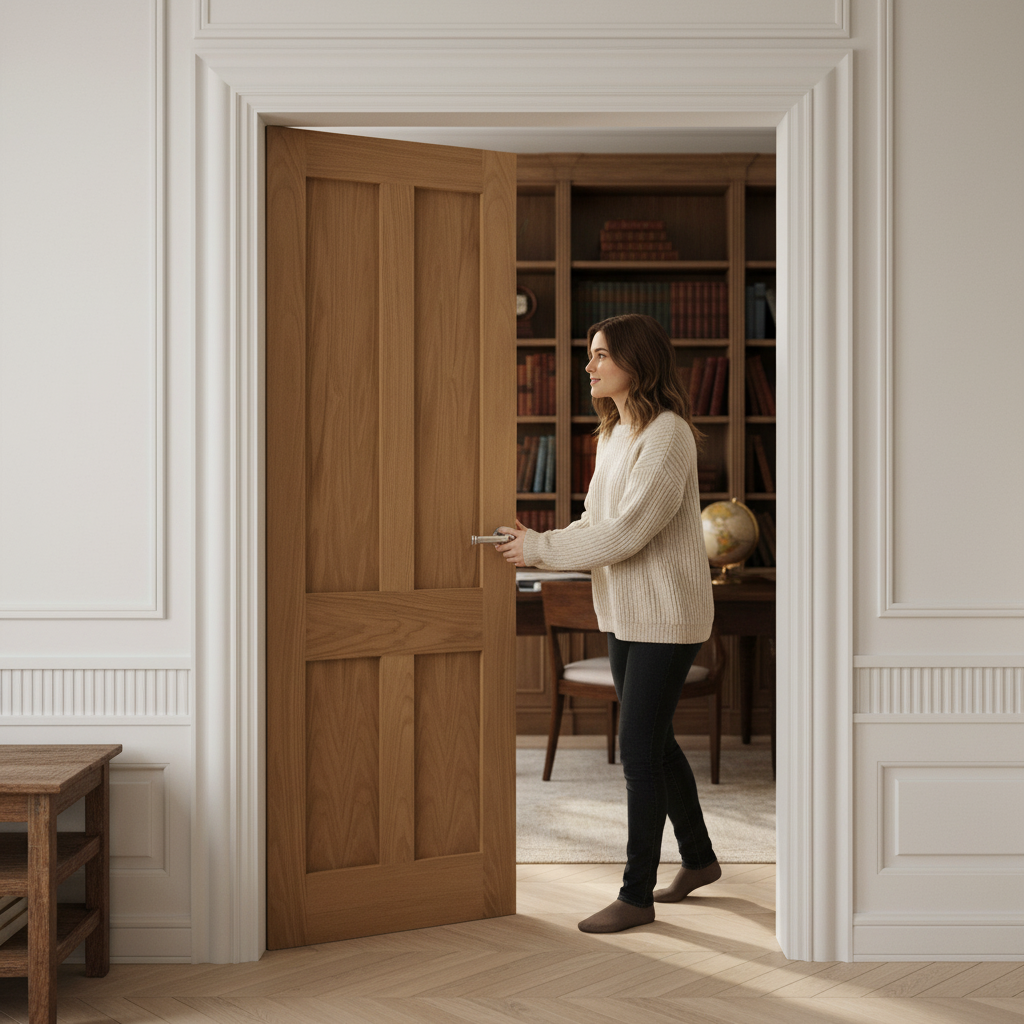 Internal Oak Unfinished Victorian 4 Panel Flat Pair Door Set