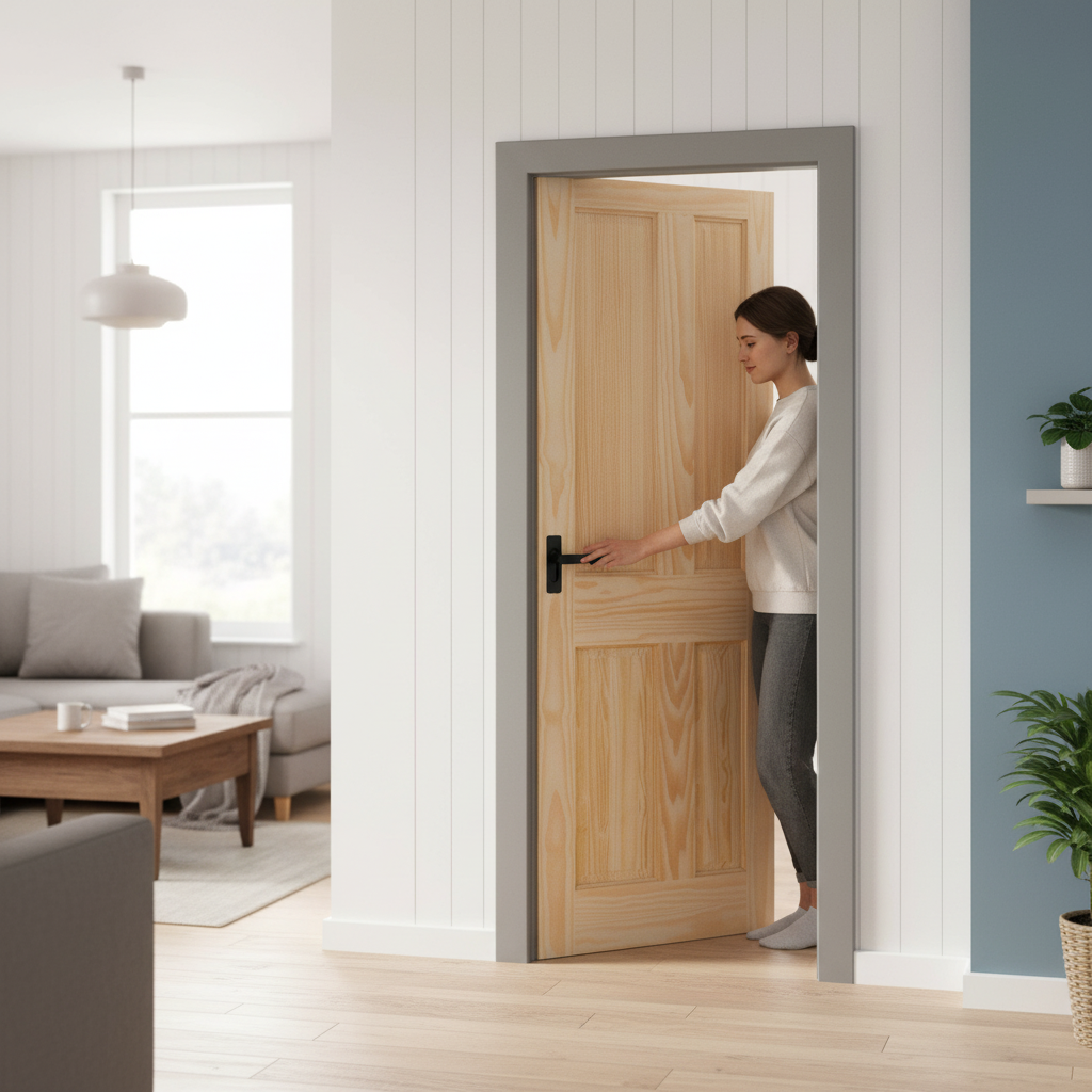 Clear Pine Unfinished Internal Malton 4 Panel Pocket Door...