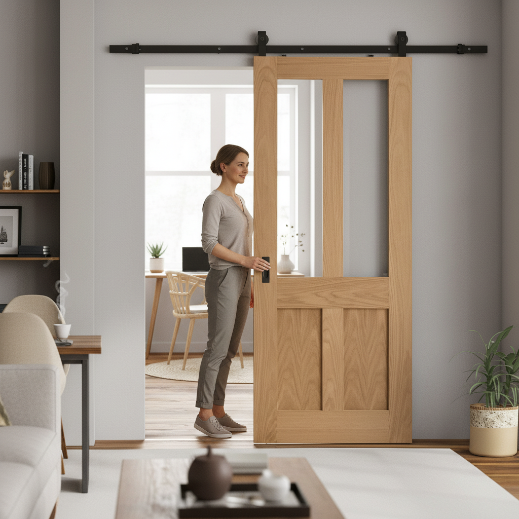 Internal Unfinished Victorian Shaker Sliding Door