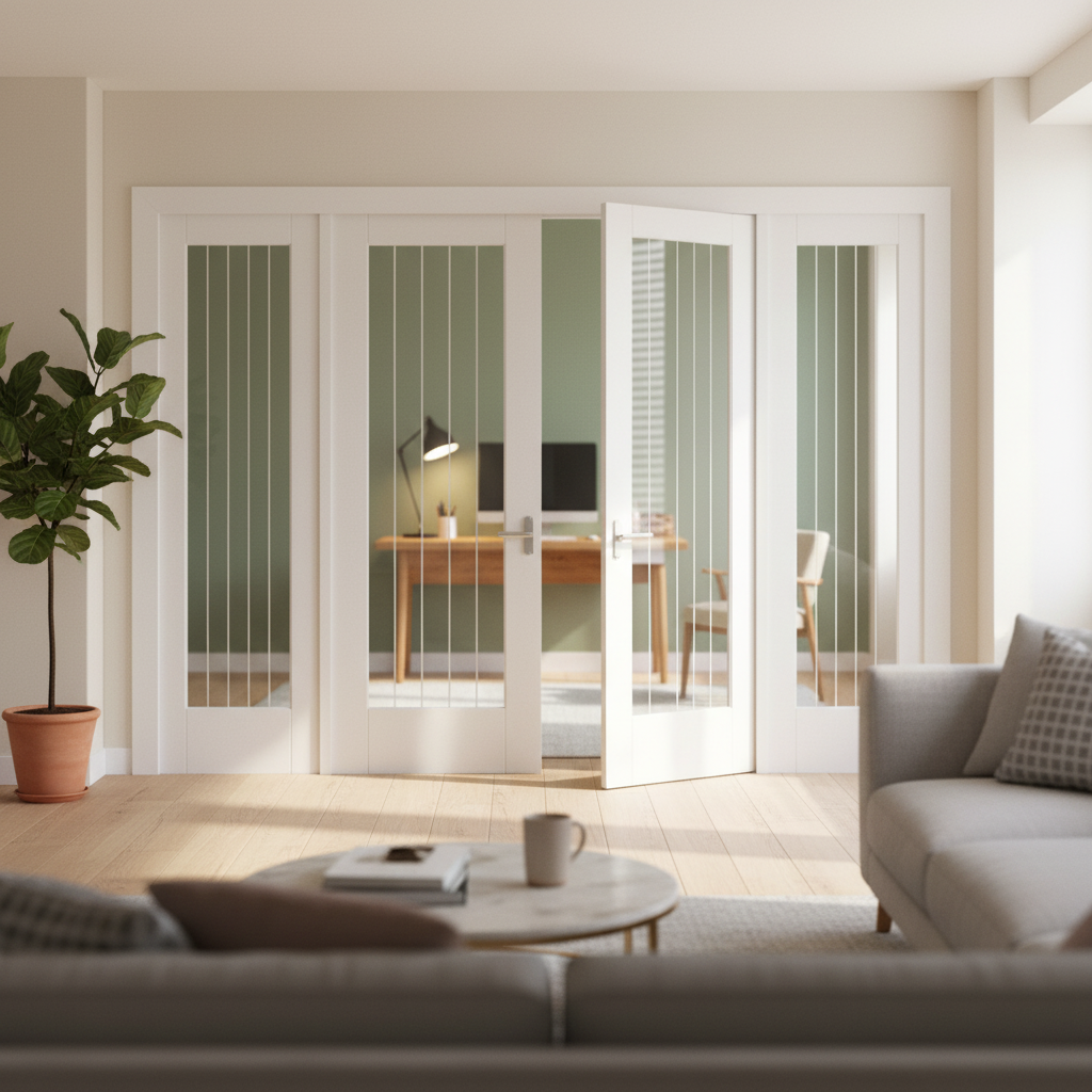 Internal Room Divider Set with Clear Glass and Obscure Li...