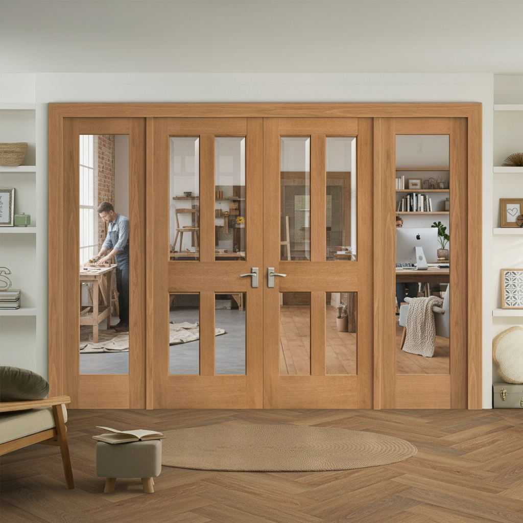 Internal Room Divider Set with Victorian Design and Clear...