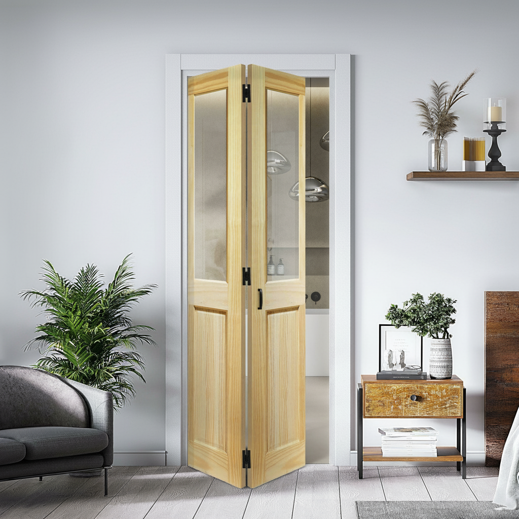 Clear Pine Internal Unfinished Bi-Fold Door with 4 Panels
