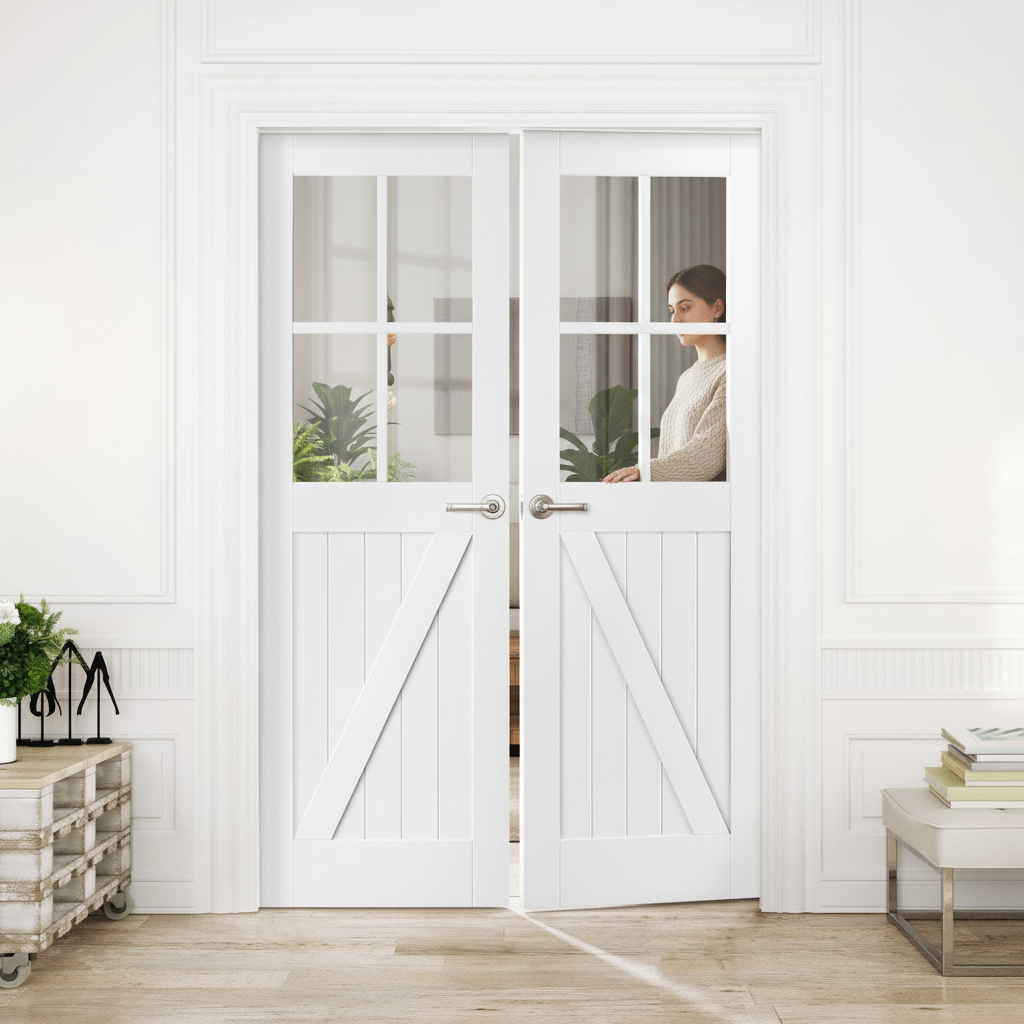 Internal White Primed Barn Door Pair