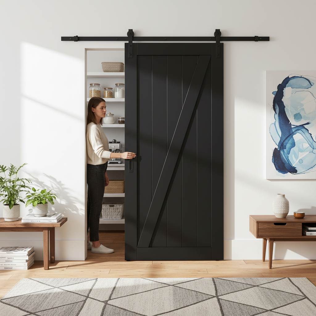 Internal Primed 1 Panel Brace Sliding Barn Door - Stylish...