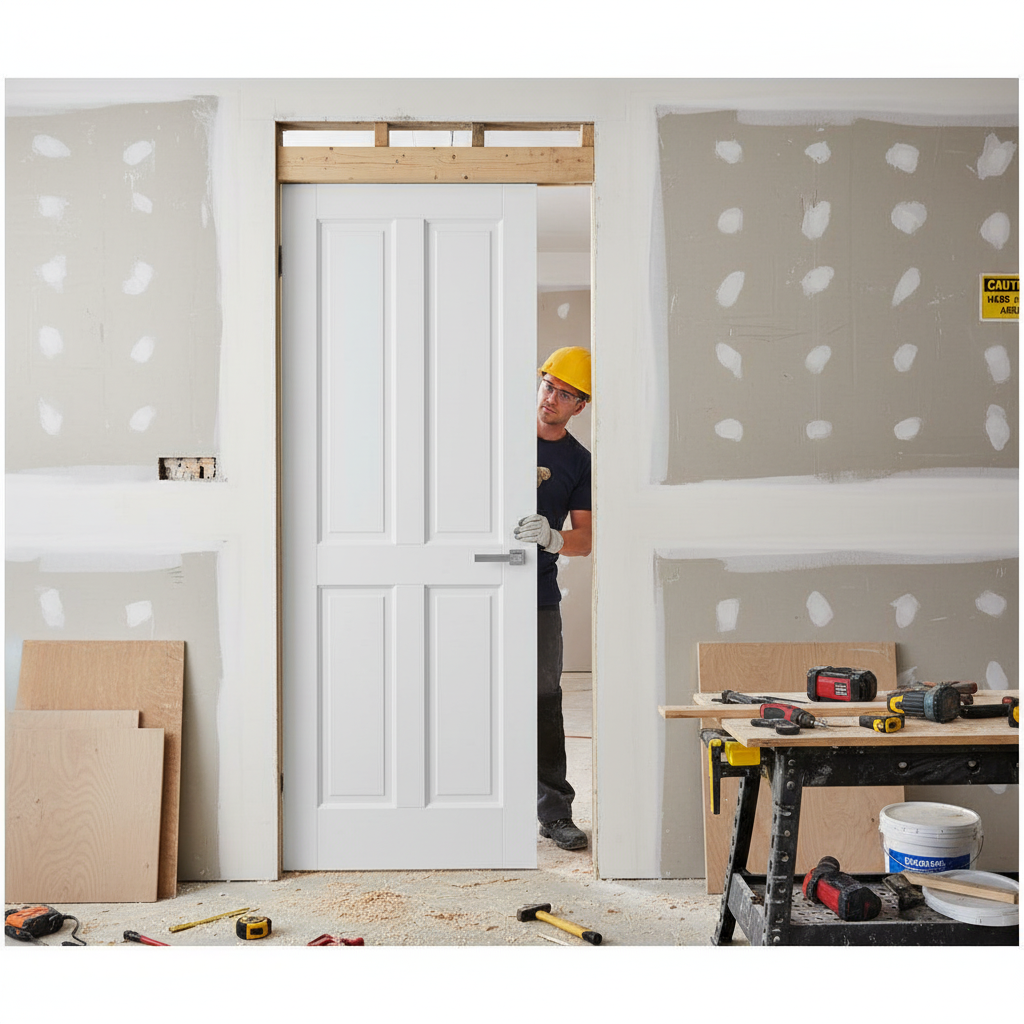 Internal White 4 Panel Fire Door - FD30 Fire Rated, Solid...
