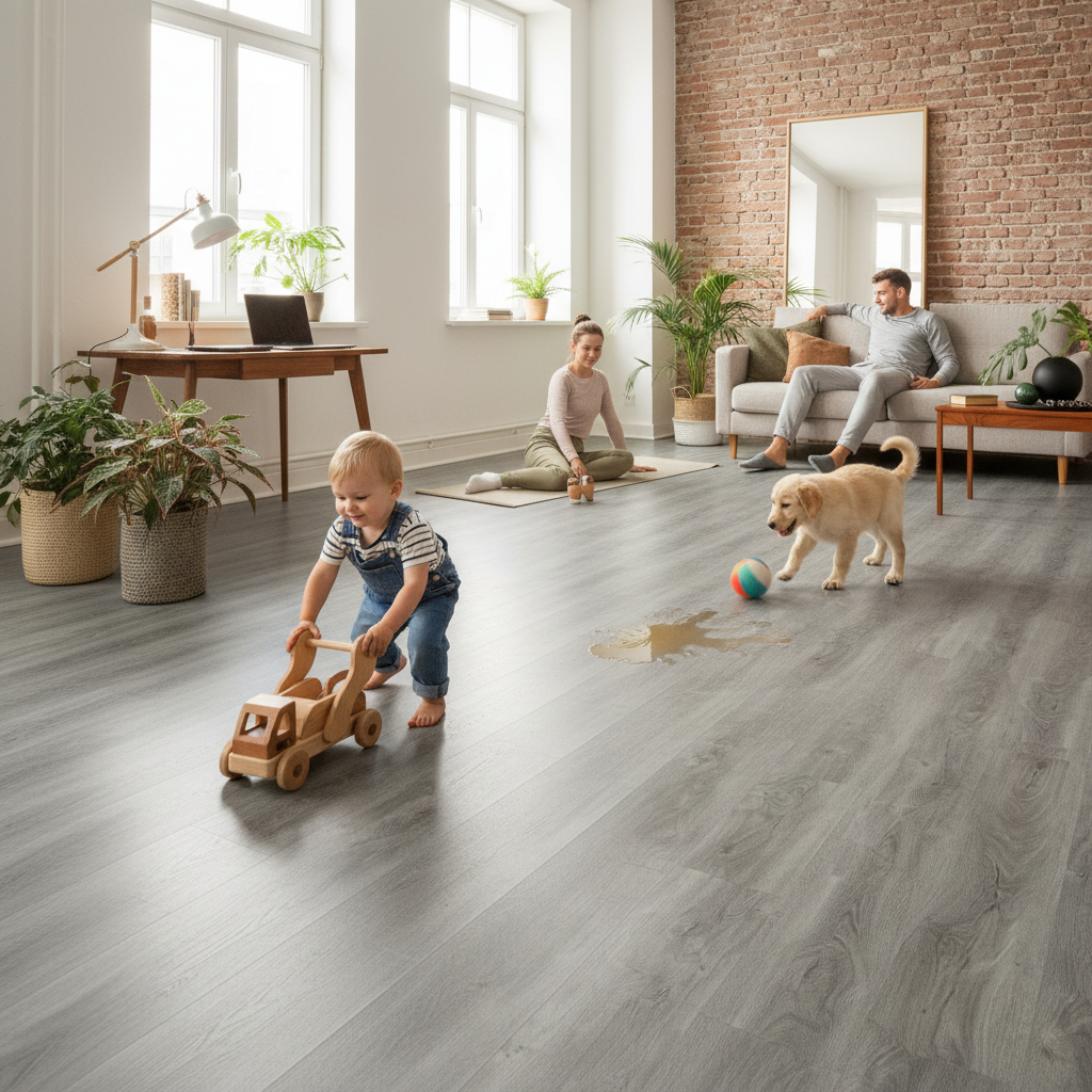 Premium 6mm Rigid Core Vinyl Flooring with Waterproof Surface and Click Fitting System for Moisture Protection