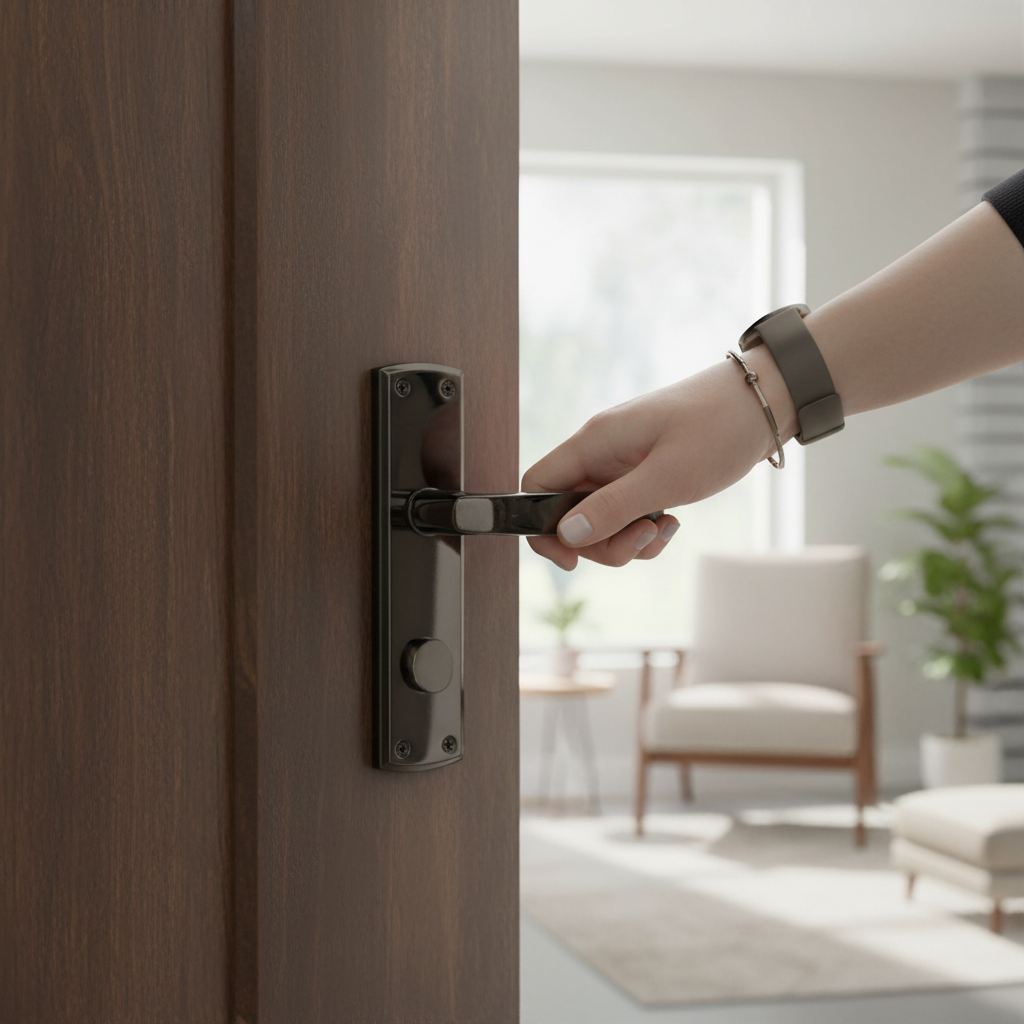 Deco Lever on Backplate Door Handle Set in Black Nickel -...