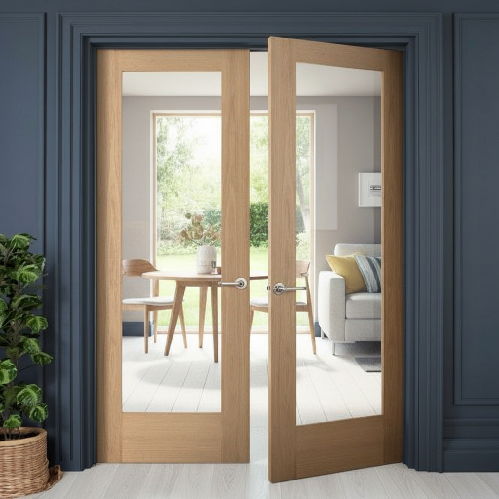 Internal Oak Unfinished Pattern 10 1 Light Glazed Pair Do...