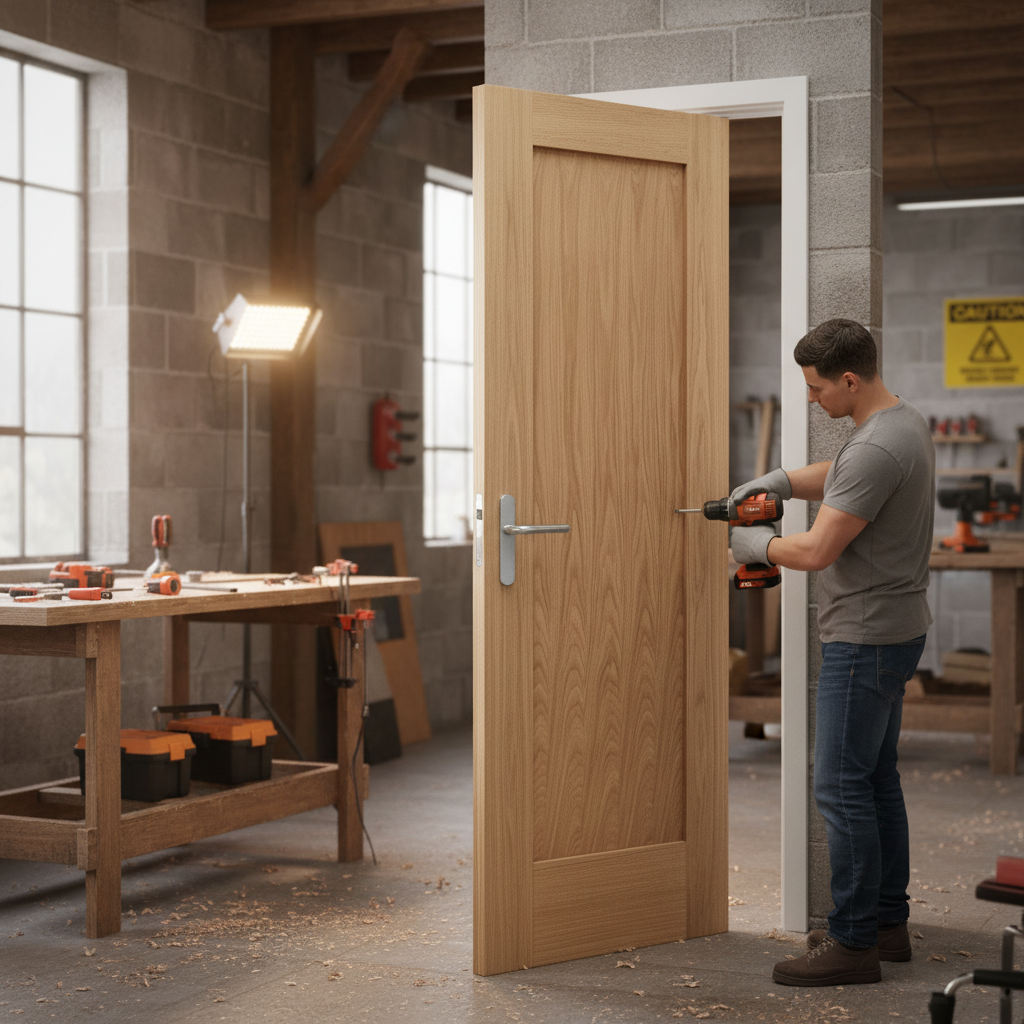 Internal Unfinished Oak Pattern 10 Door with Solid Engine...